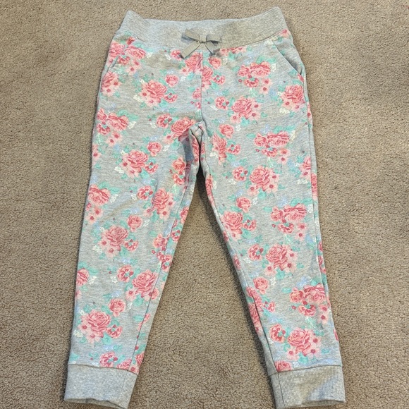 Janie and Jack Pink Floral Kids Sweatpants - Picture 1 of 6